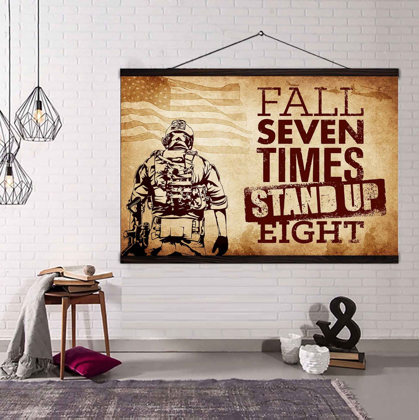 Samurai Poster Canvas Fall Down Seven Times Stand Up Eight