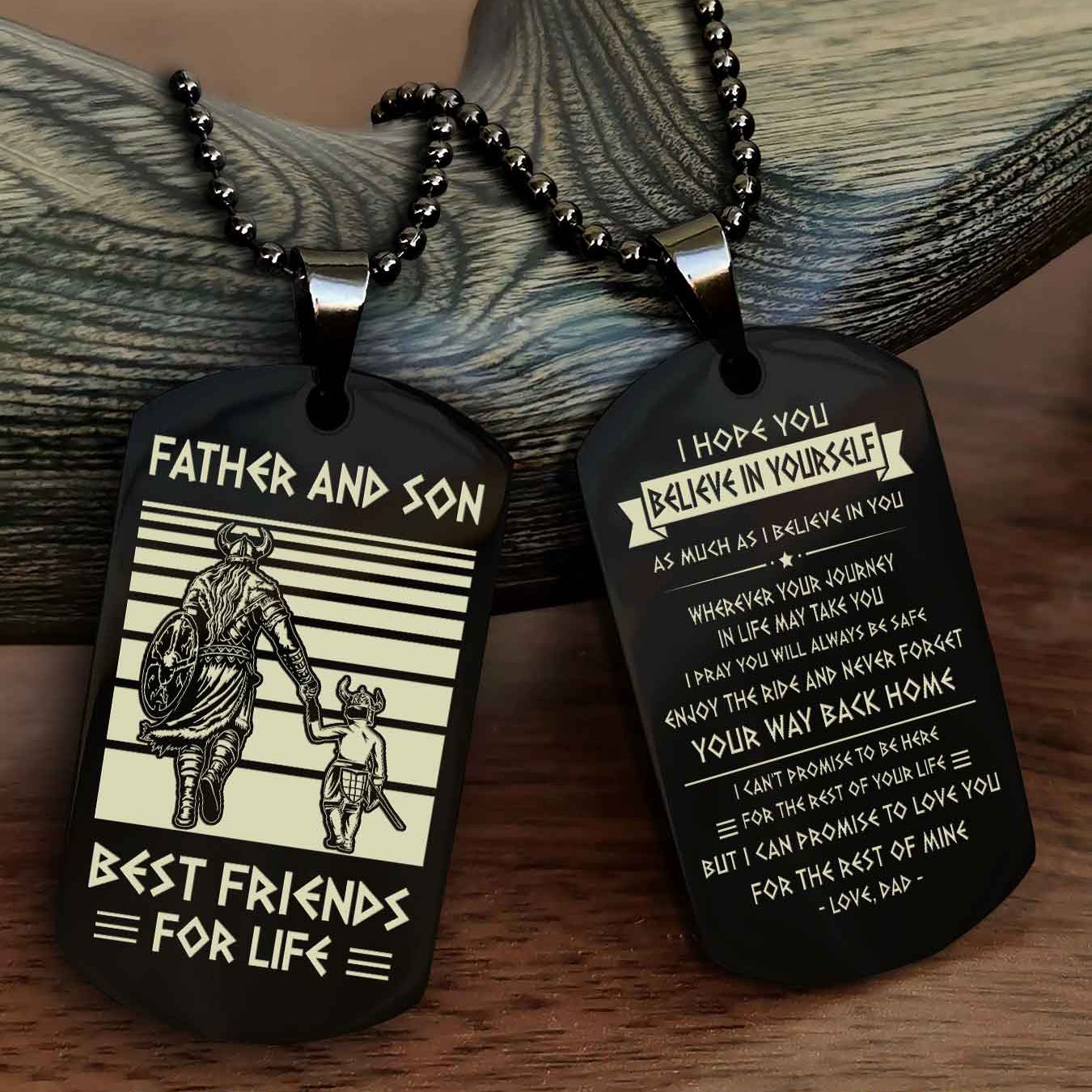 New Viking Double Side Dog Tag Father And Son Best Friends For Life From Dad To Son With Message On The Back Gift For Your Son