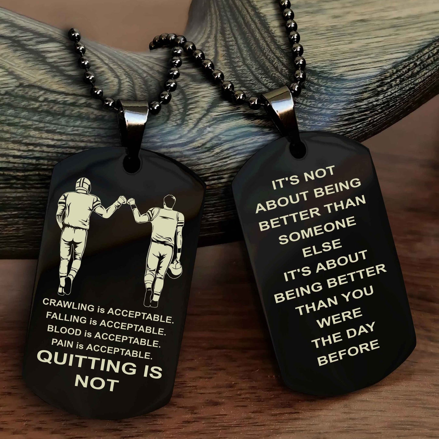 Spartan Double Sided Dog Tag Quiting Is Not It Is About Being Better Than You Were The Day Before