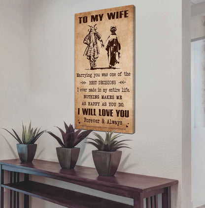 Poster Canvas To My Wife Marrying You Was One Of The Best Decisions - I Will Love You Forever And Always Gift For Your Wife