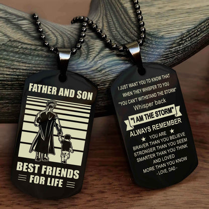 Samurai Personalized Double Sided Dog Tag Silver To My Son I Love You - Whisper Back I'm The Storm