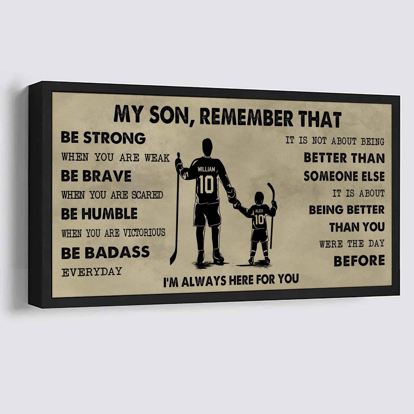 Personalized Sport Poster Canvas - My Son Remember That Be Strong When You Are Weak Be Badass Everyday