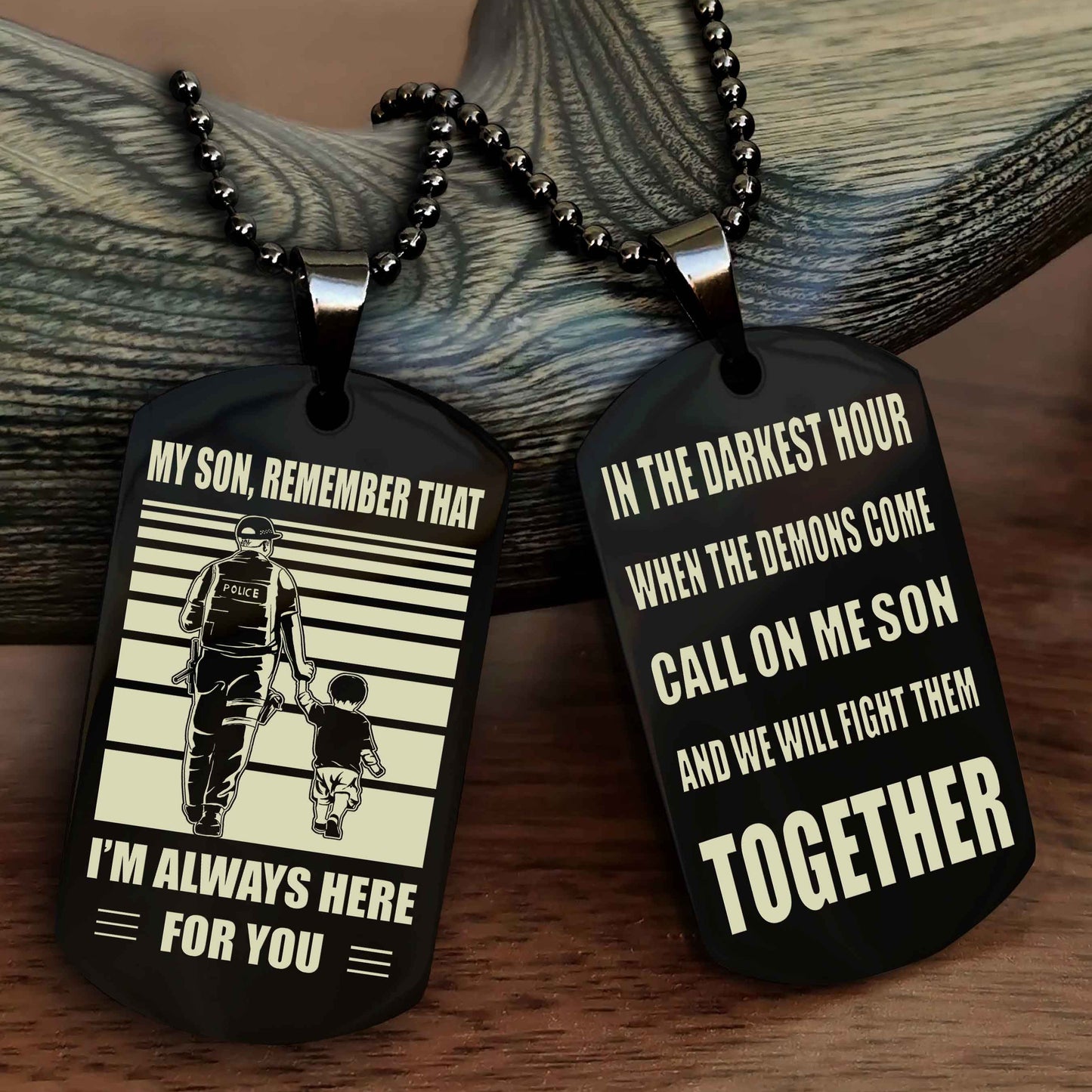 Samurai Personalized Double Sided Dog Tag My Son Remember That I Will Always Here Call On Me Son And We Will Fight Them Together