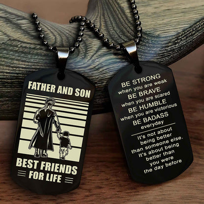 Cowboy Personalized Double Sided Dog Tag To My Son I Love You - Be Strong When You Are Weak Gift From Dad To Son