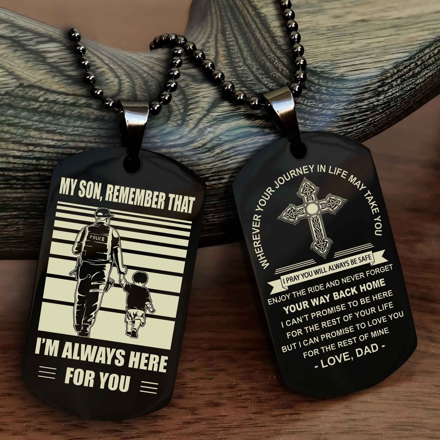 DRB Cross Double Sided Dog Tag My Son Remember That - Gift For Son Enjoy The Ride Never Forget Your Way Back Home