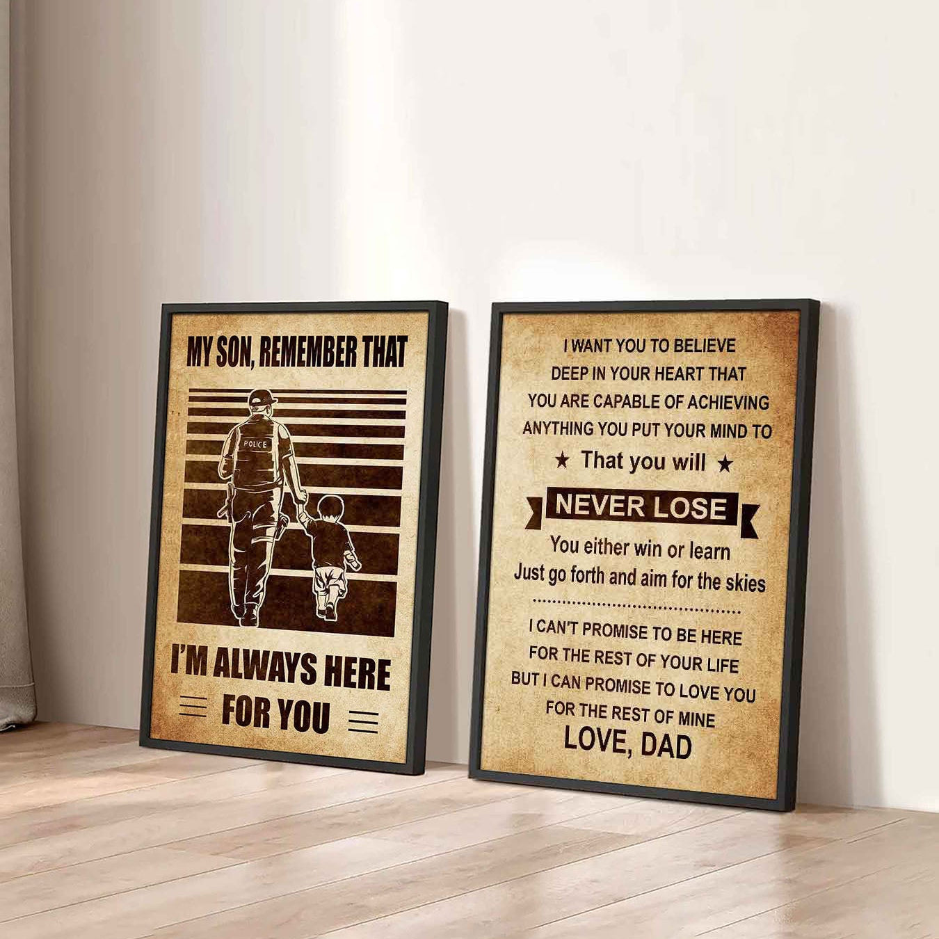 Combo 2 Sport Poster Canvas My Son Remember That - You Will Never Lose You Either Win Or Learn