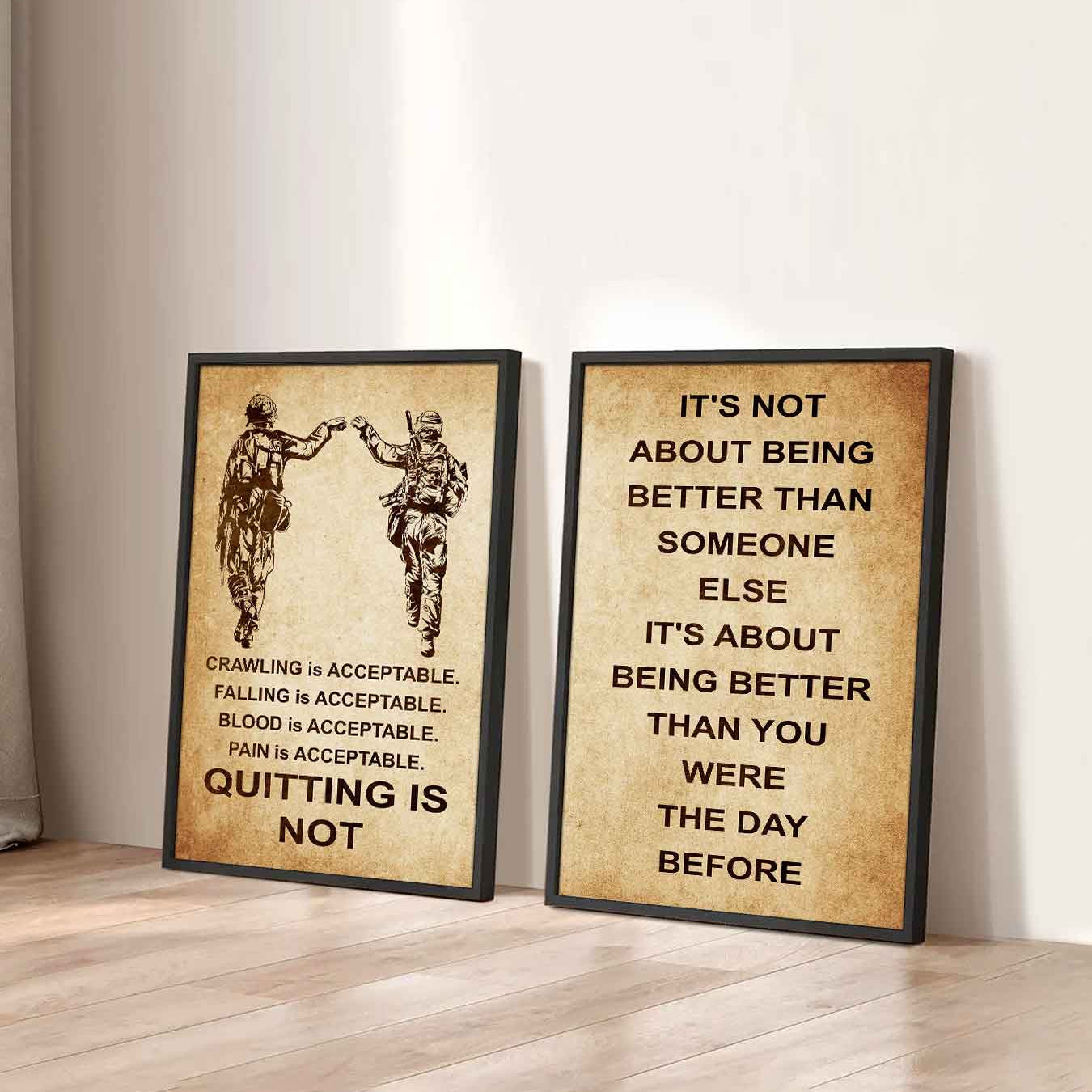 Combo 2 DRB Poster Canvas Quitting Is Not - It's Not About Being Better Than Someone Else It's About Being Better Than You Were The Day Before
