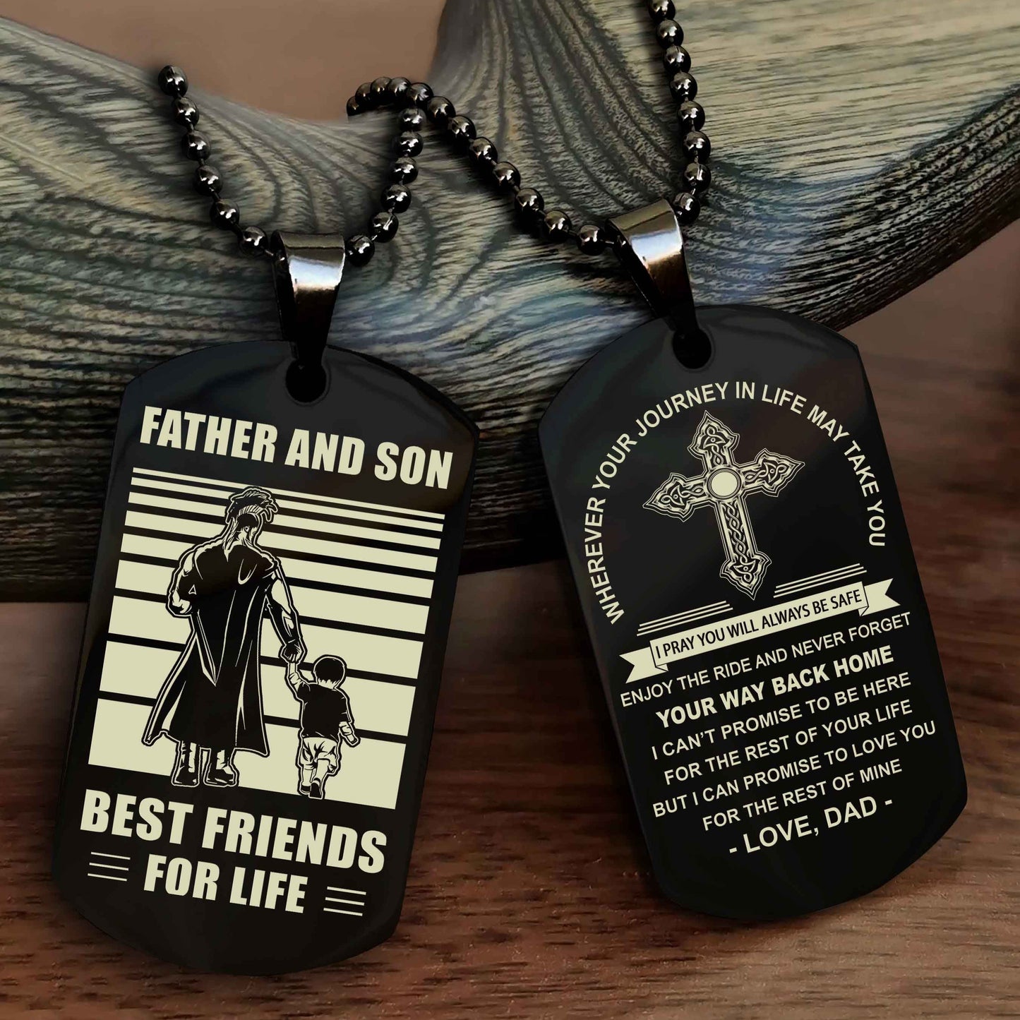 Samurai Cross Double Sided Dog Tag Father And Son Best Friend For Life - Gift For Son Never Forget Your Way Back Home