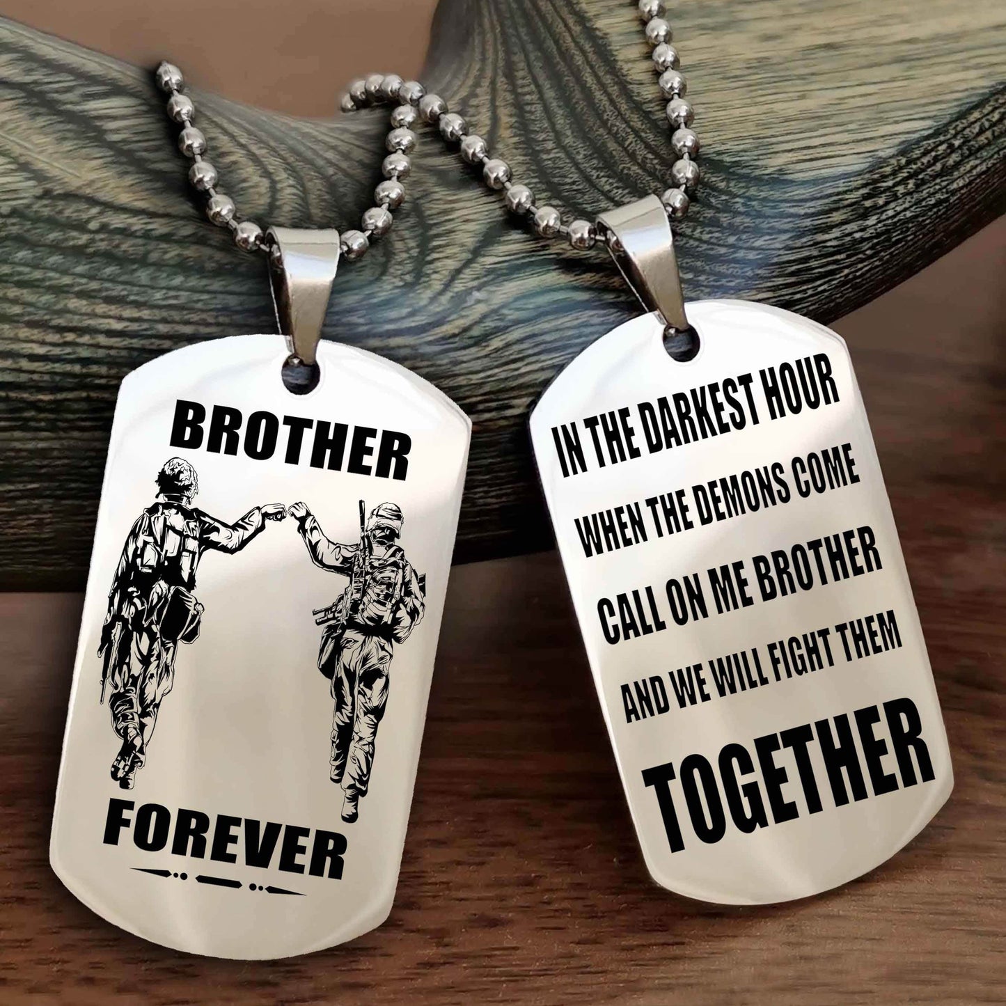 DRB 3 Brother Personalized Double Sided Dog Tag For My Brother - Call On Me Brother And We Will Fight Them Together Gift For Your Friend