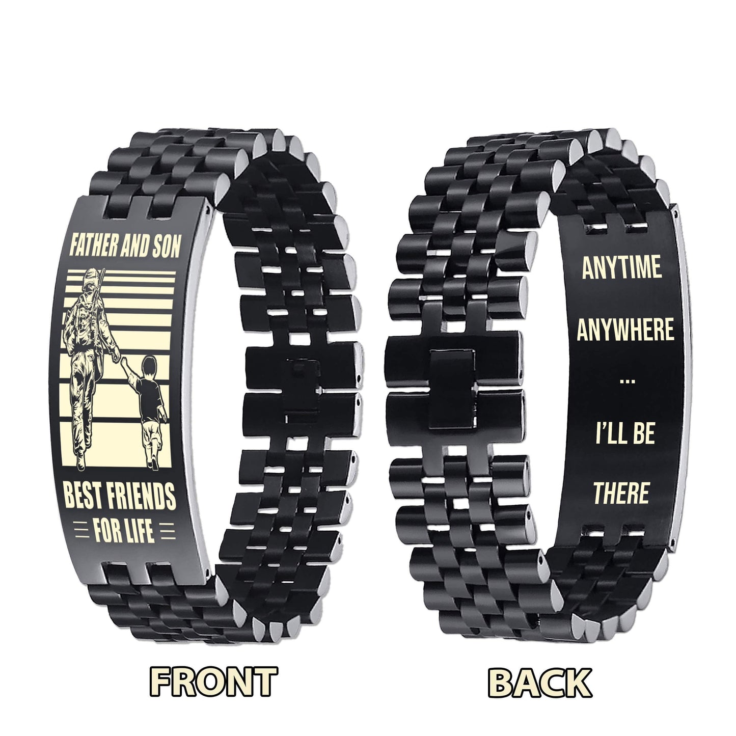 Viking WBH Personalized Double Sided Bracelet Father And Son Best Friends For Life - Message on the back side