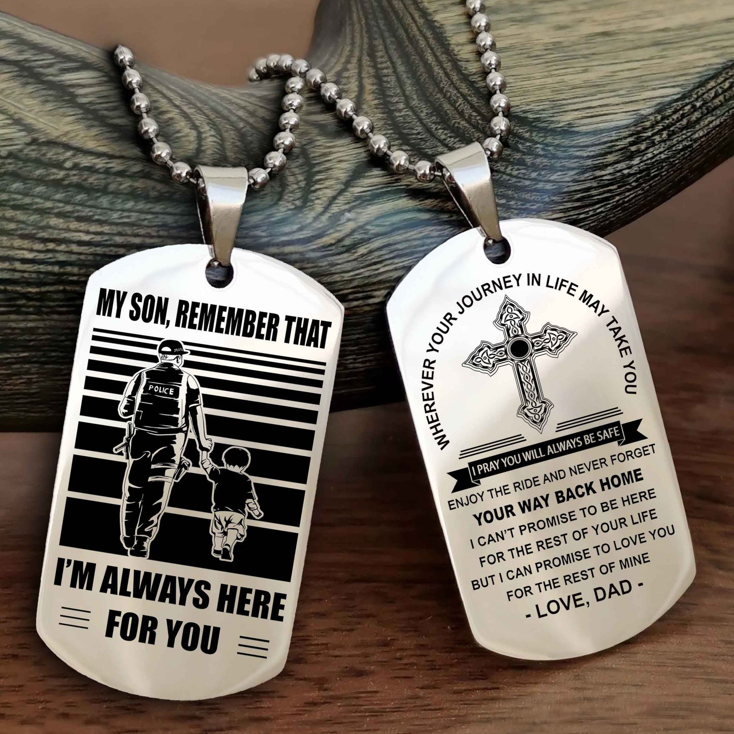 Samurai Cross Double Sided Dog Tag My Son Remember That - Gift For Son Enjoy The Ride Never Forget Your Way Back Home