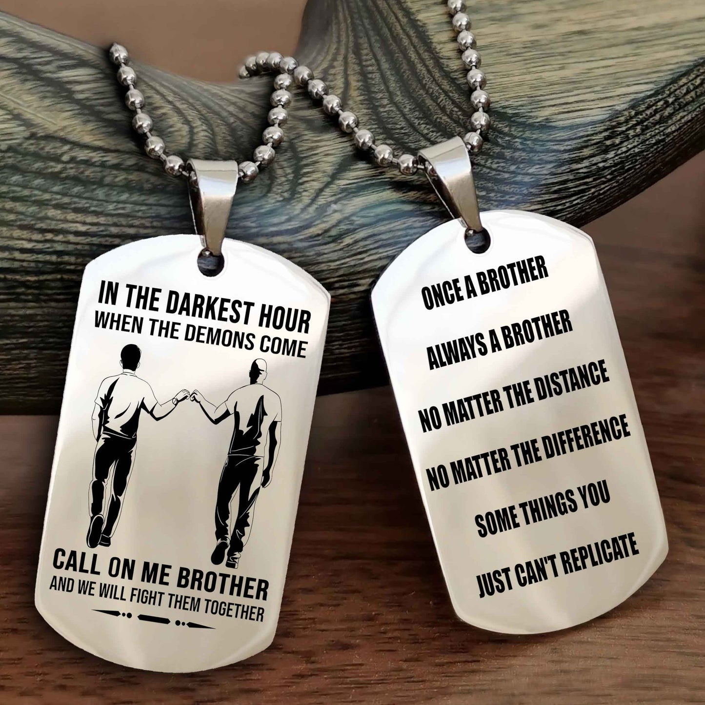 Samurai customizable engraved dog tag double sided gift from brother Once A Brother Always A Brother