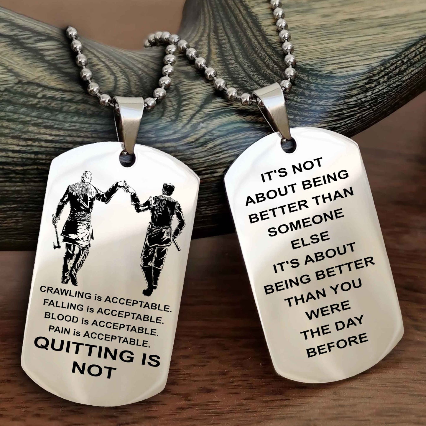 Spartan Double Sided Dog Tag Quiting Is Not It Is About Being Better Than You Were The Day Before