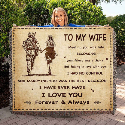 To My Wife Woven Blanket Meeting You Was Fate I Love You Forever And Always Gift For Your Wife