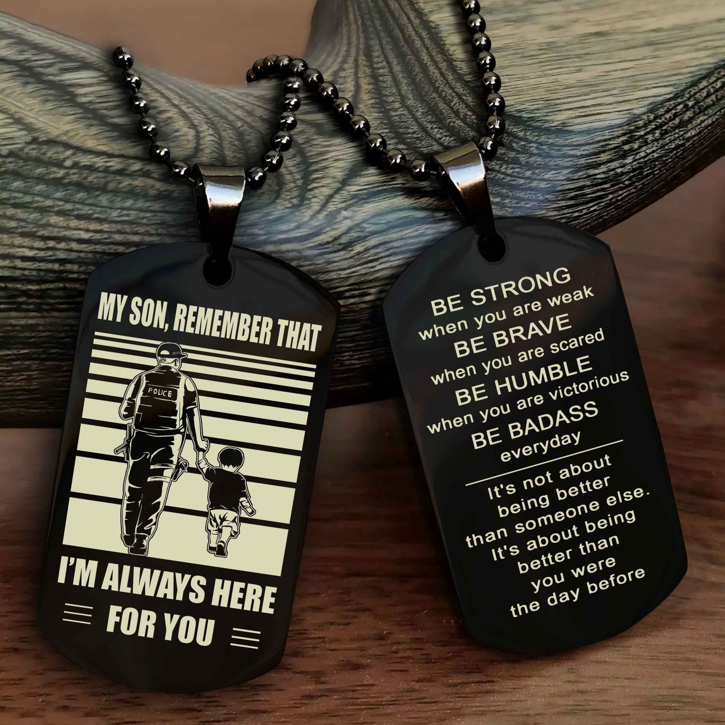 Samurai Personalized Double Sided Dog Tag My Son  Remember That I Will Always Here Be Strong When You Are Weak Be Badass Everyday