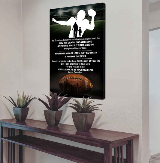 Hockey Poster Canvas Granpa To Grandson - That You Will Never Lose You Either Win Or Learn I Will Always Your No 1 Fan