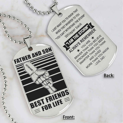 Family Fist Bump Team 2 Personalized Double Sided Dog Tag Father  And Son Best Friends For Life - Message on the back side