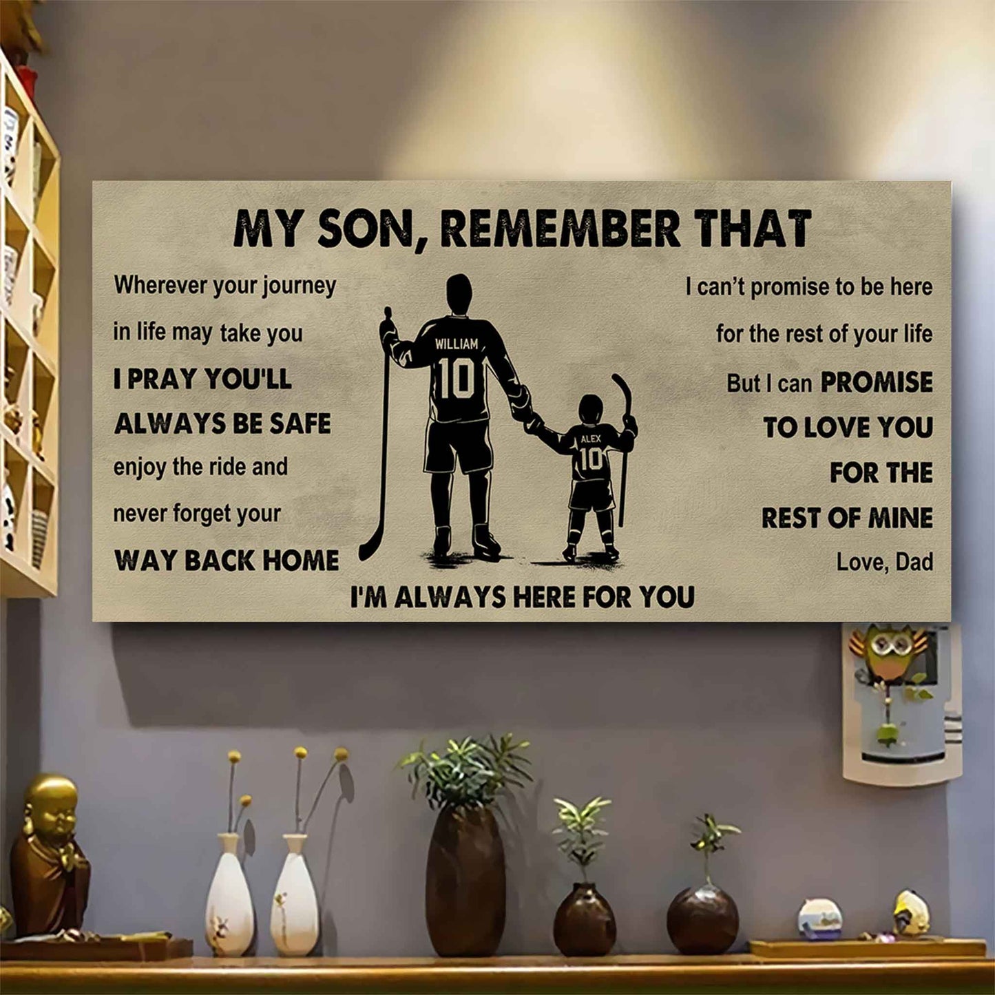 Personalized Sport Poster Canvas -  My Son Remember That Never Forget Your Way Back Home