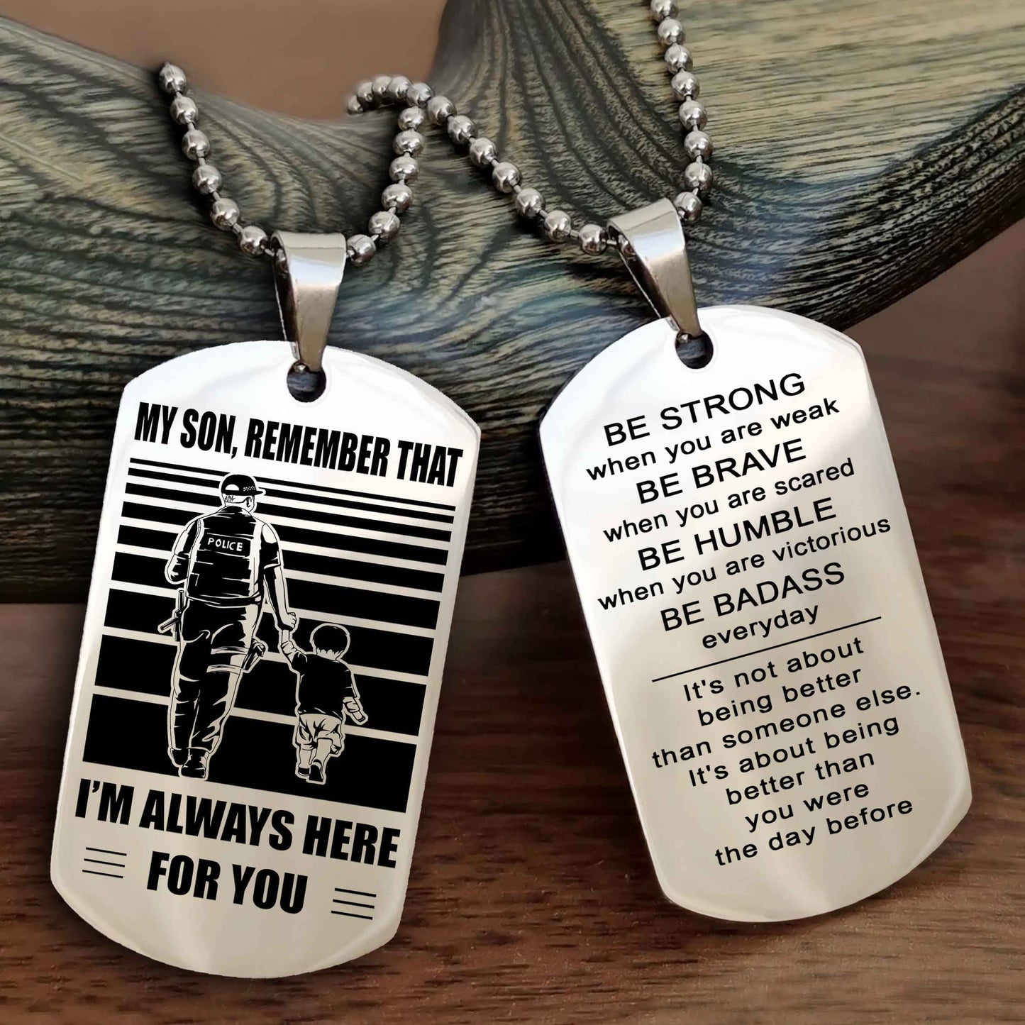 Samurai Personalized Double Sided Dog Tag My Son  Remember That I Will Always Here Be Strong When You Are Weak Be Badass Everyday