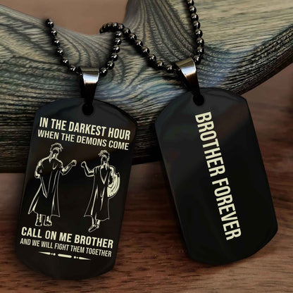 DRB Customizable engraved black dog tag double sided gift from brother, brother forevers