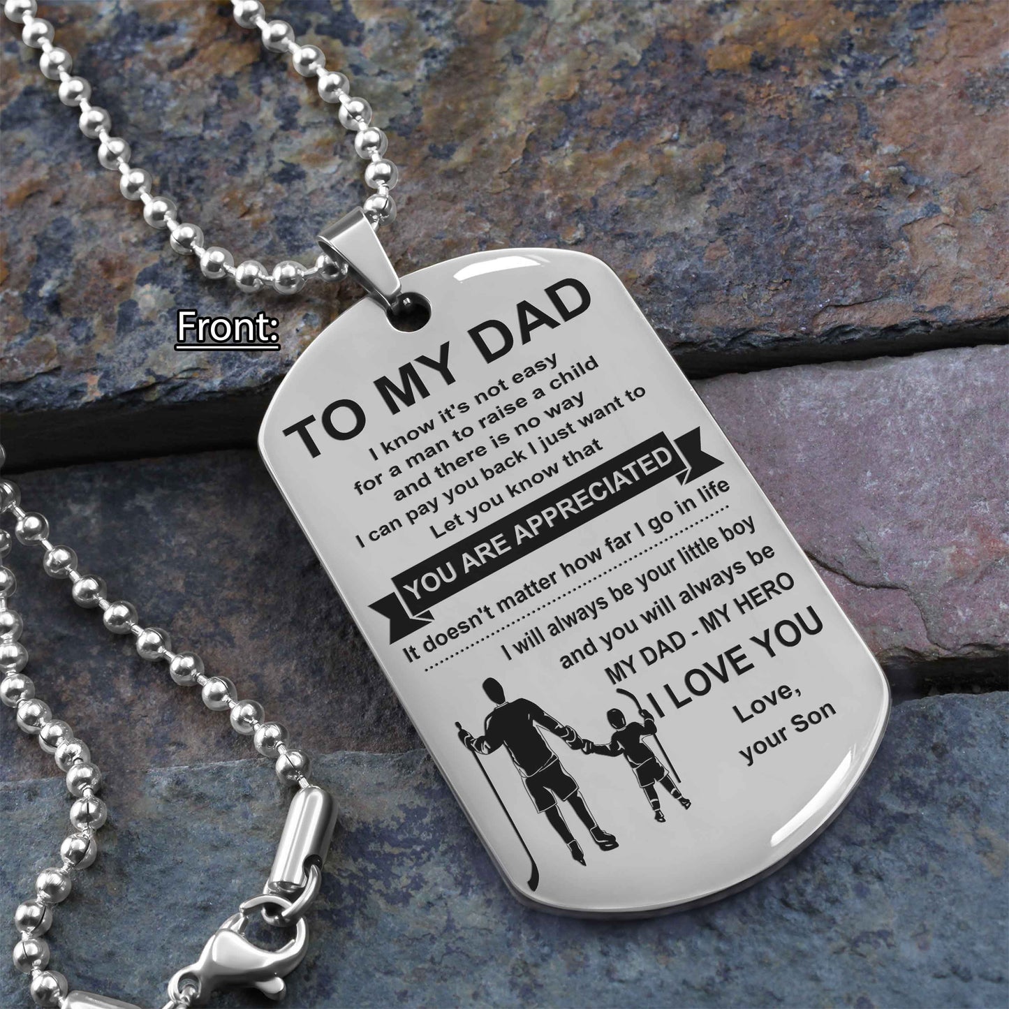 Biker One Side Dog Tag To My Dad I Know It's Not Easy - You Are My Hero Gift From Son To Dad Father's Day Gift
