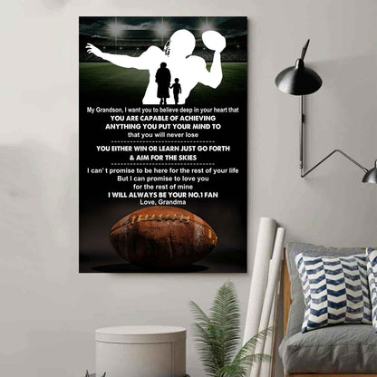 Baseball Poster Canvas Grandma To Grandson - That You Will Never Lose You Either Win Or Learn I Will Always Your No 1 Fan