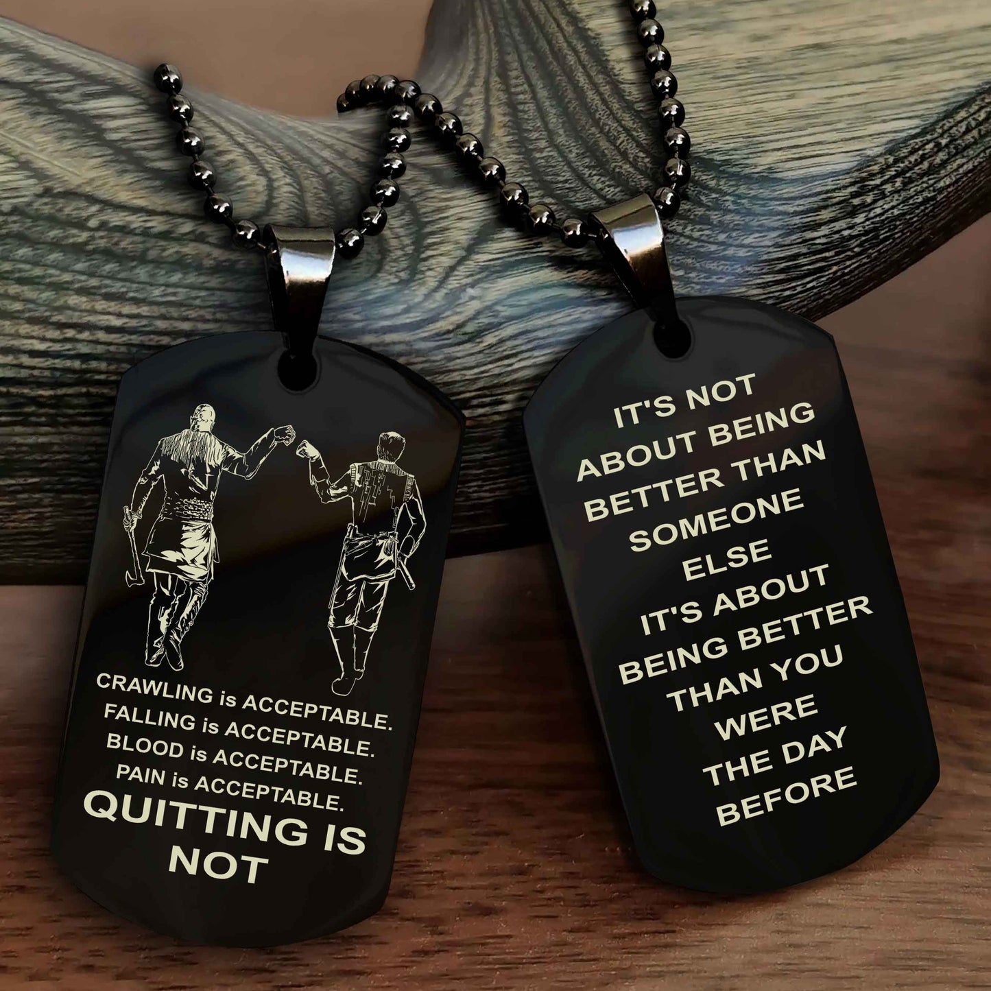 Spartan Double Sided Dog Tag Quiting Is Not It Is About Being Better Than You Were The Day Before