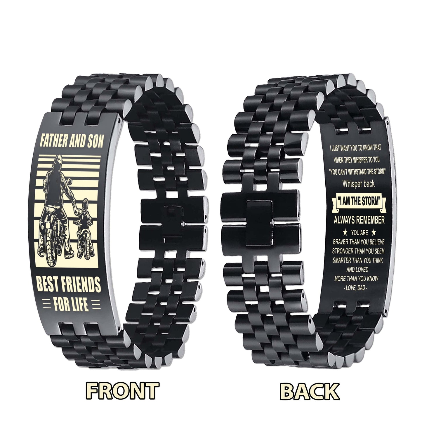 Viking ANT Personalized Double Sided Bracelet Father And Son Best Friends For Life - Message on the back side