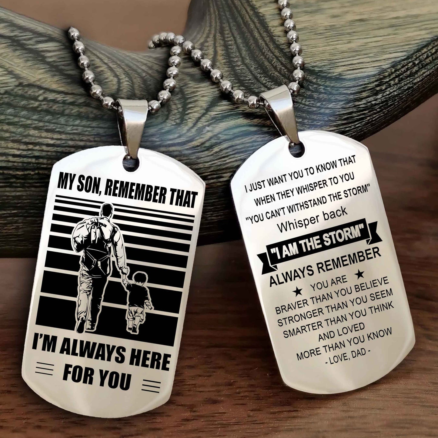 Samurai Personalized Double Sided Dog Tag My Son Remember That I Will Always Here Whisper Back I Am The Storm