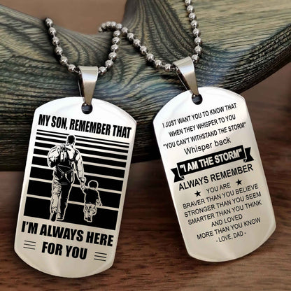 DRB Personalized Double Sided Dog Tag My Son Remember That I Will Always Here Whisper Back I Am The Storm