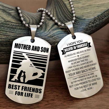 Sport Personalized Double Sided Dog Tag Father And Son Best Friend For Life - Never Forget Your Way Back Home