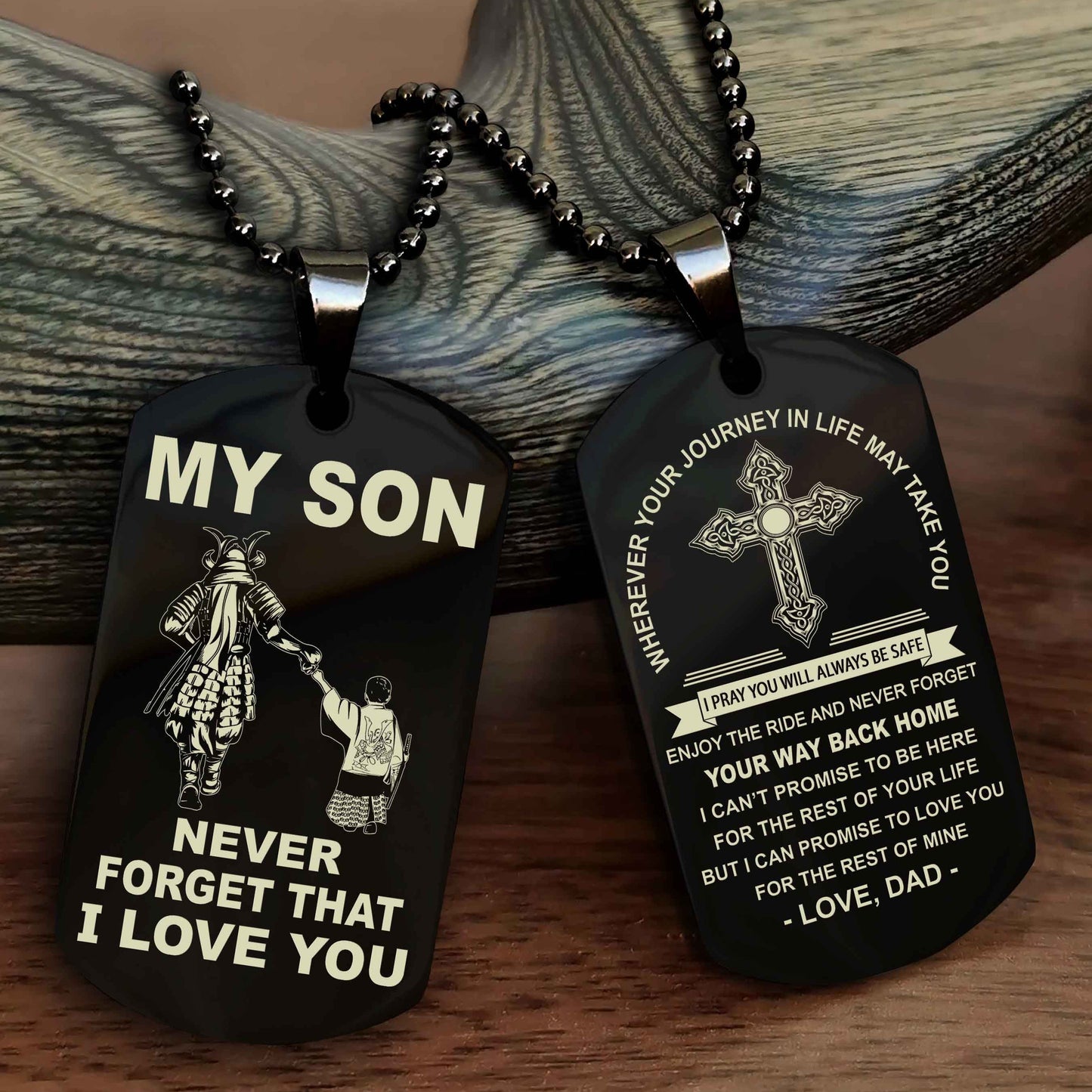 Knight Templar Cross Double Sided Dog Tag To My Son Never Forget That I Love You - Gift For Son Never Forget Your Way Back Home