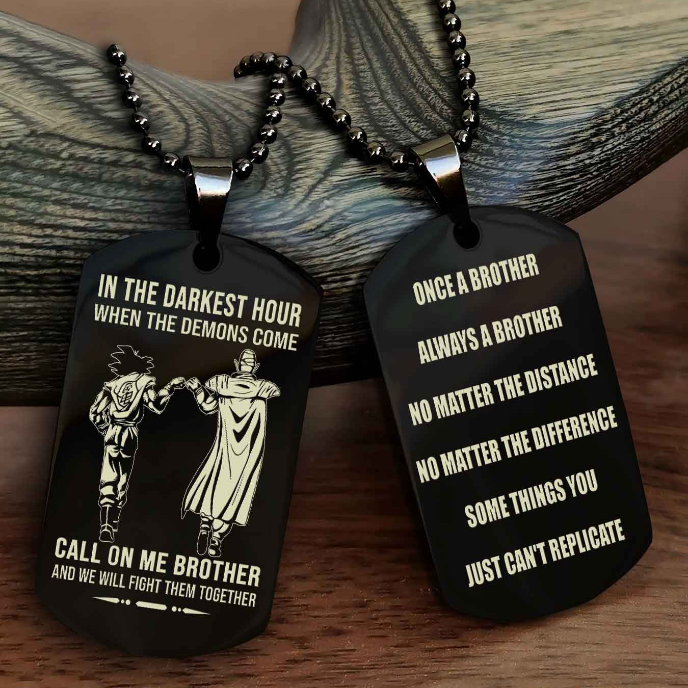 Customizable engraved dog tag double sided gift from brother Once A Brother Always A Brother