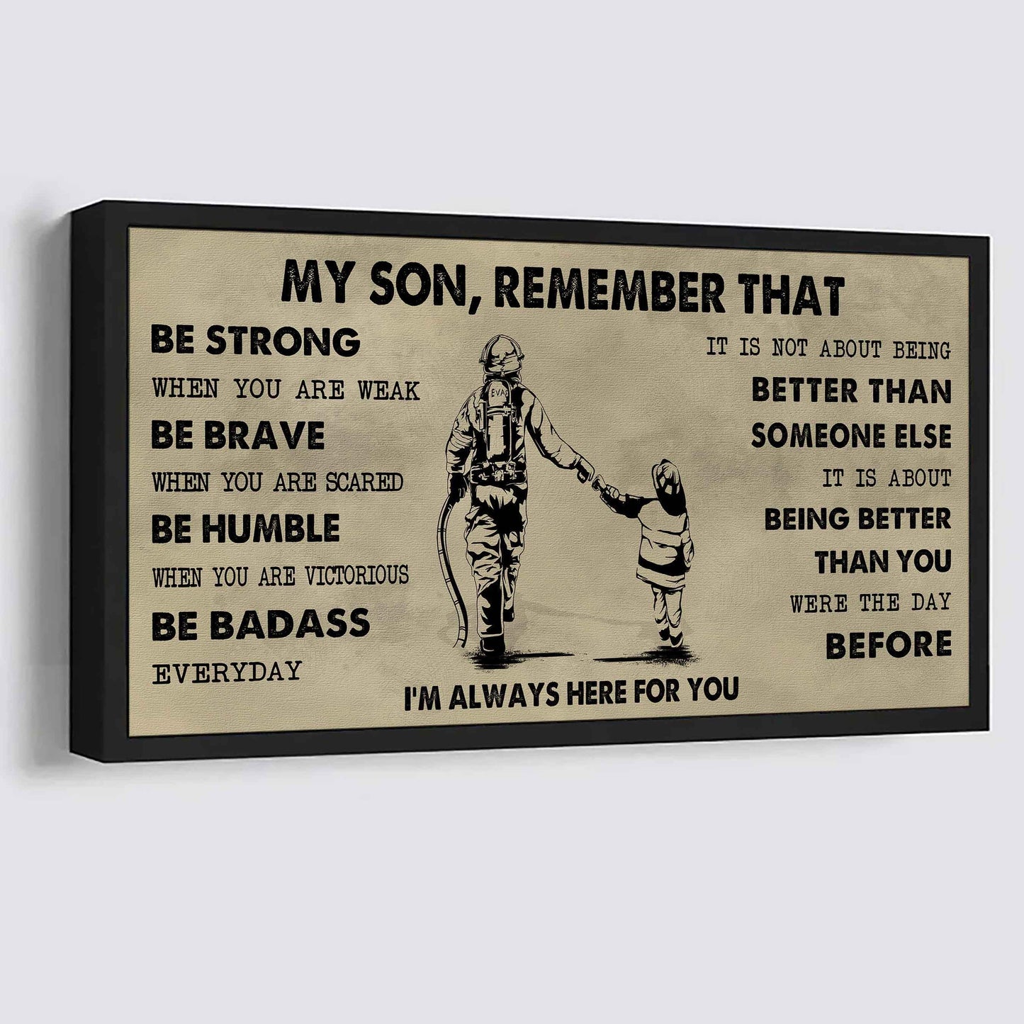Personalized Sport Poster Canvas - My Son Remember That Be Strong When You Are Weak Be Badass Everyday