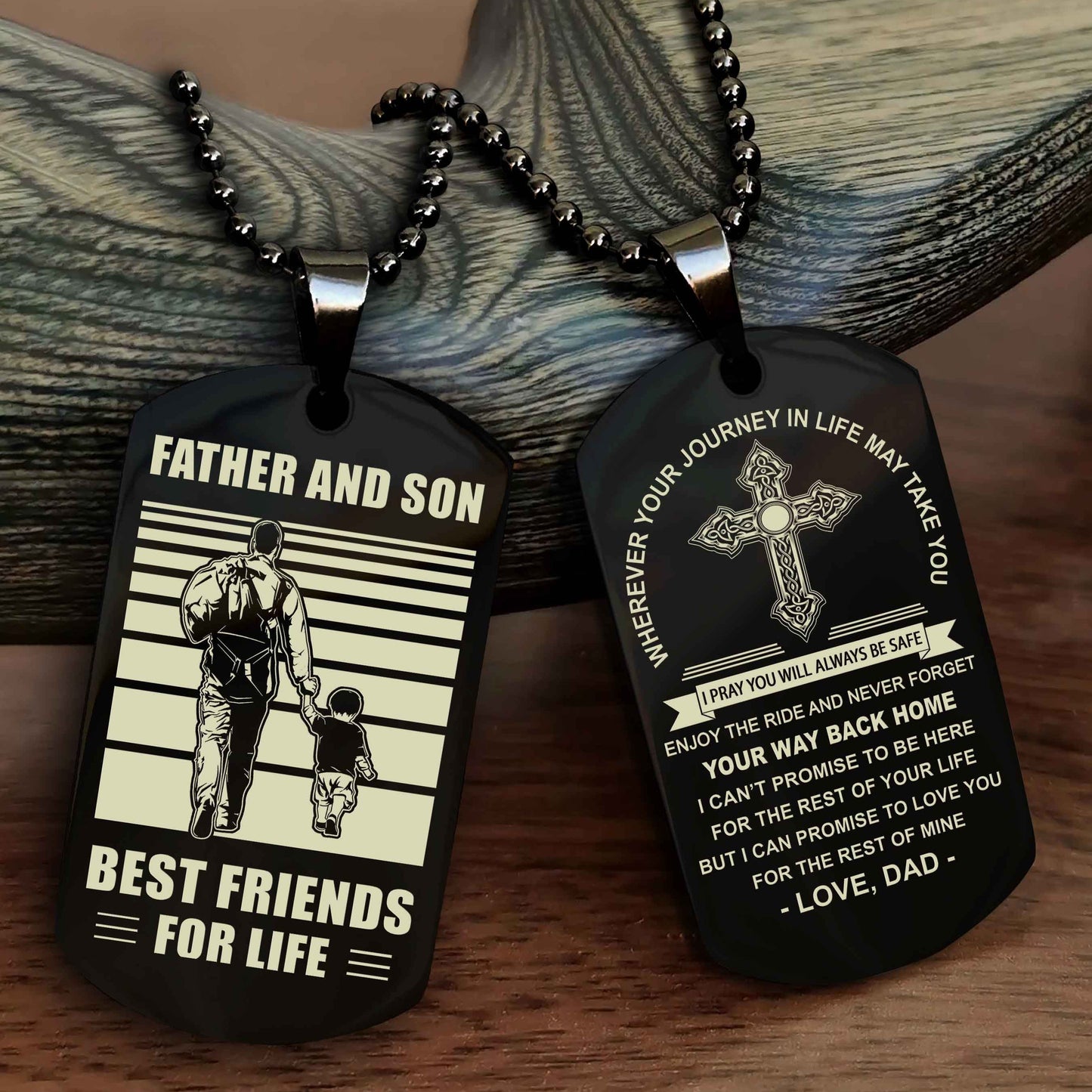 Samurai Cross Double Sided Dog Tag Father And Son Best Friend For Life - Gift For Son Never Forget Your Way Back Home