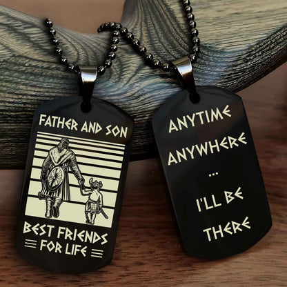 New Viking Double Side Dog Tag Father And Son Best Friends For Life From Dad To Son With Message On The Back Gift For Your Son