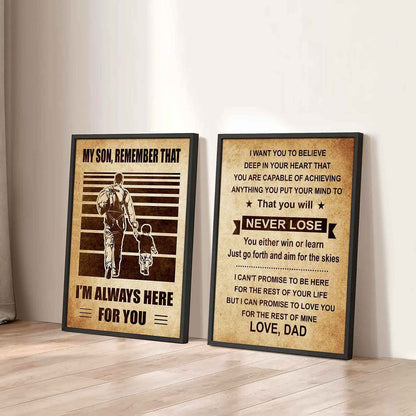 Combo 2 DRB Poster Canvas My Son Remember That - You Will Never Lose You Either Win Or Learn