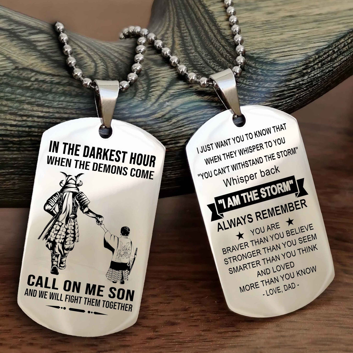 DRB Double Sided Dog Tag Call On Me Son - Gift For Son From Dad Whisper Back I'm The Storm