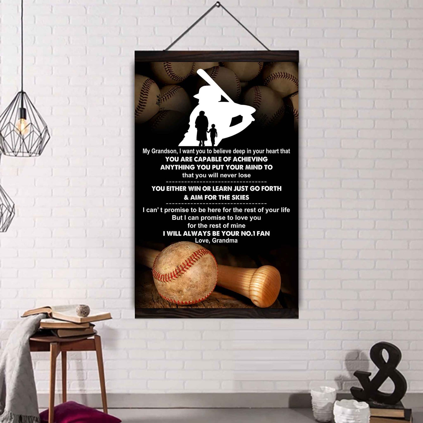 American Football Poster Canvas Grandma To Grandson - That You Will Never Lose You Either Win Or Learn I Will Always Your No 1 Fan