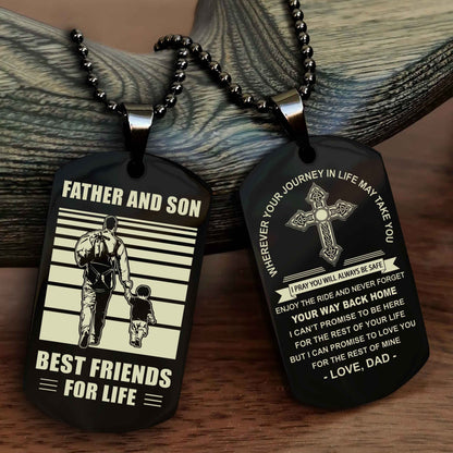 DRB Cross Double Sided Dog Tag Father And Son Best Friend For Life - Gift For Son Never Forget Your Way Back Home