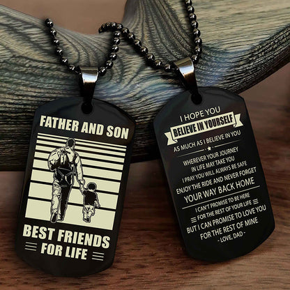 Viking Personalized Double Sided Dog Tag Silver To My Son I Love You - Enjoy The Ride And Never Forget Your Way Back Home From