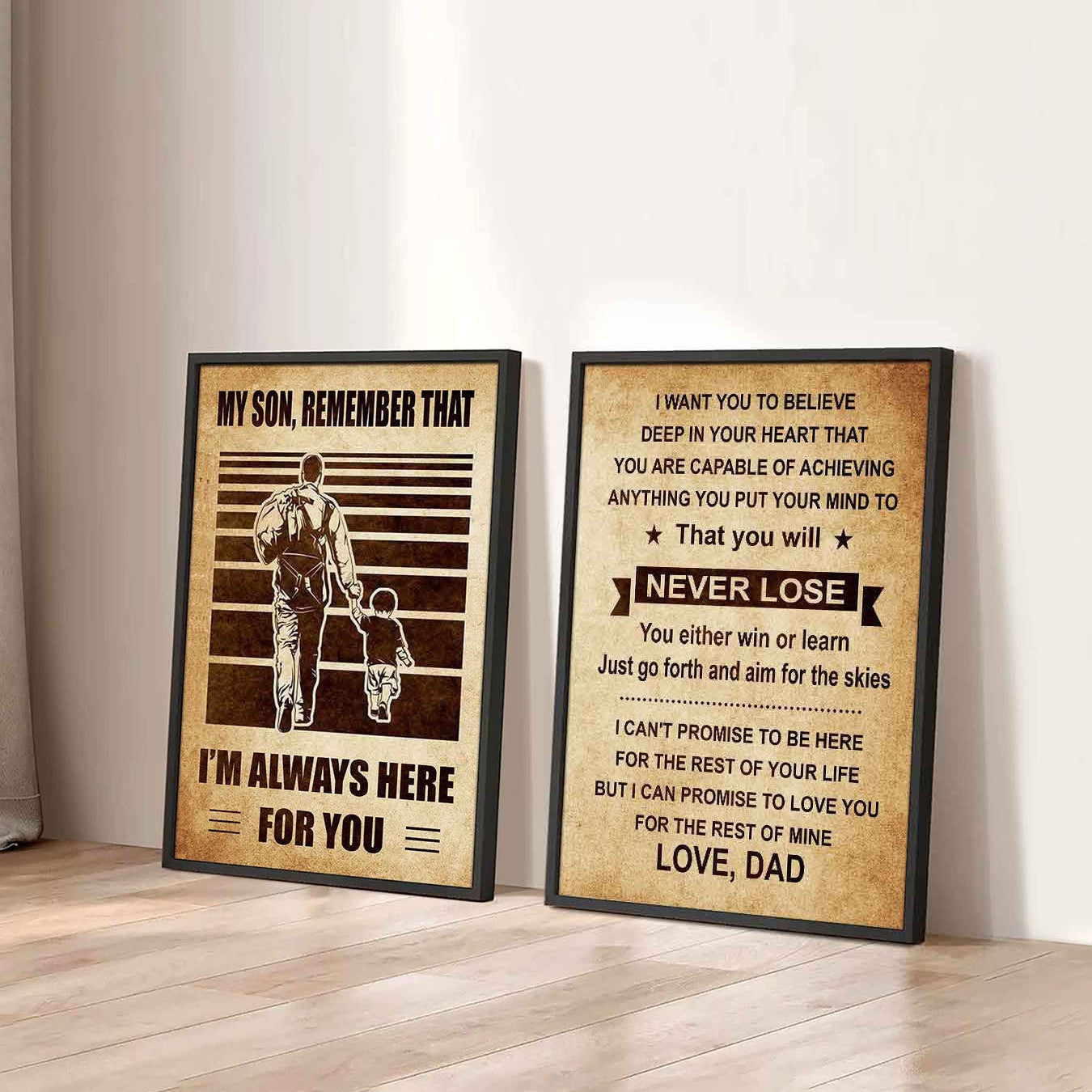 Combo 2 Sport Poster Canvas My Son Remember That - You Will Never Lose You Either Win Or Learn