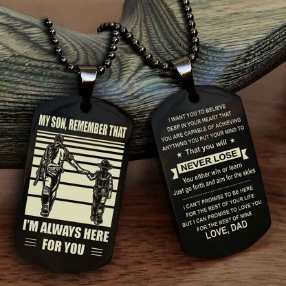 TWD Personalized Double Side Dog Tag From Father To Son With Message On The Back Gift For Your Son