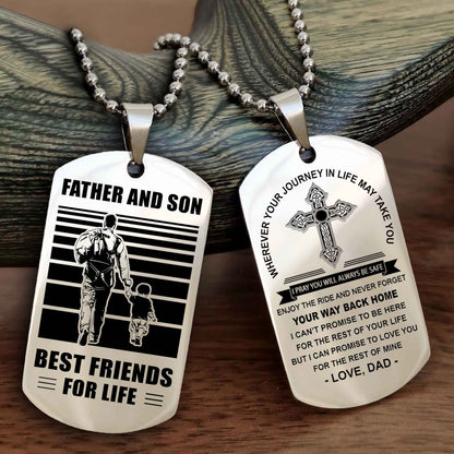 Samurai Cross Double Sided Dog Tag Father And Son Best Friend For Life - Gift For Son Never Forget Your Way Back Home