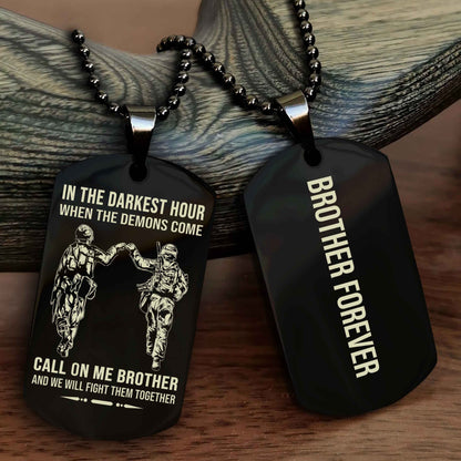Samurai customizable engraved black dog tag double sided gift from brother, brother forevers