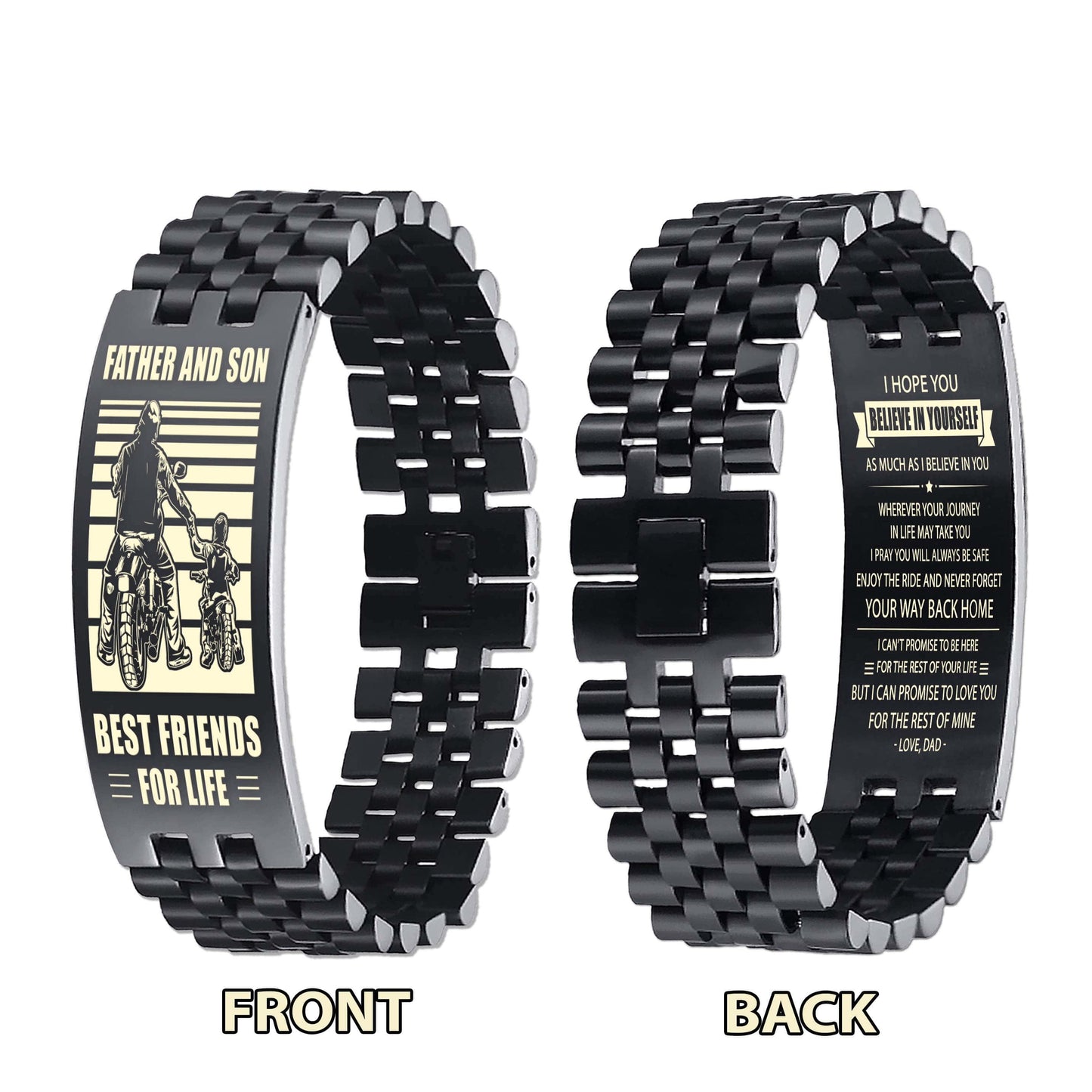 Samurai ANT Personalized Double Sided Bracelet Father And Son Best Friends For Life - Message on the back side