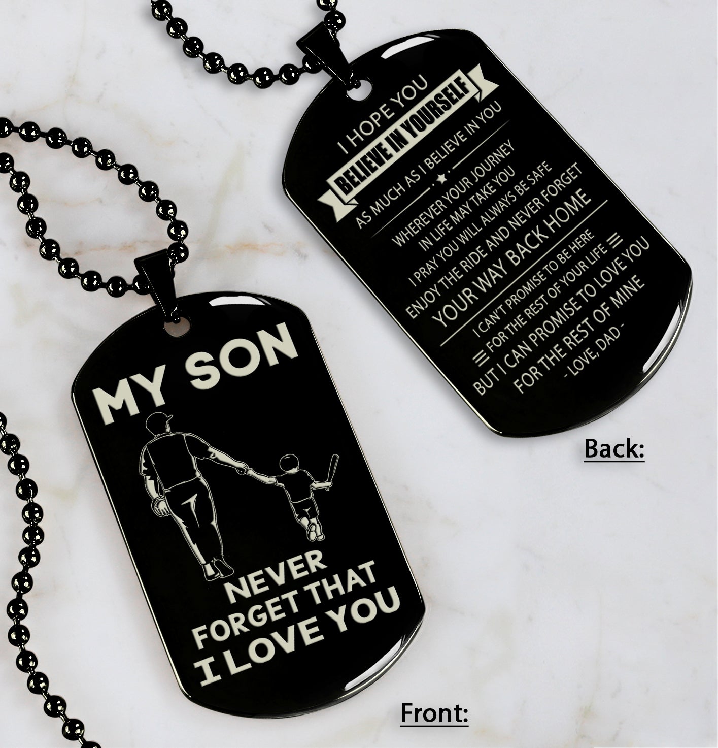 DRB Personalized Double Sided Dog Tag To My Son Never Forget That I Love You - Never Forget Your Way Back Home