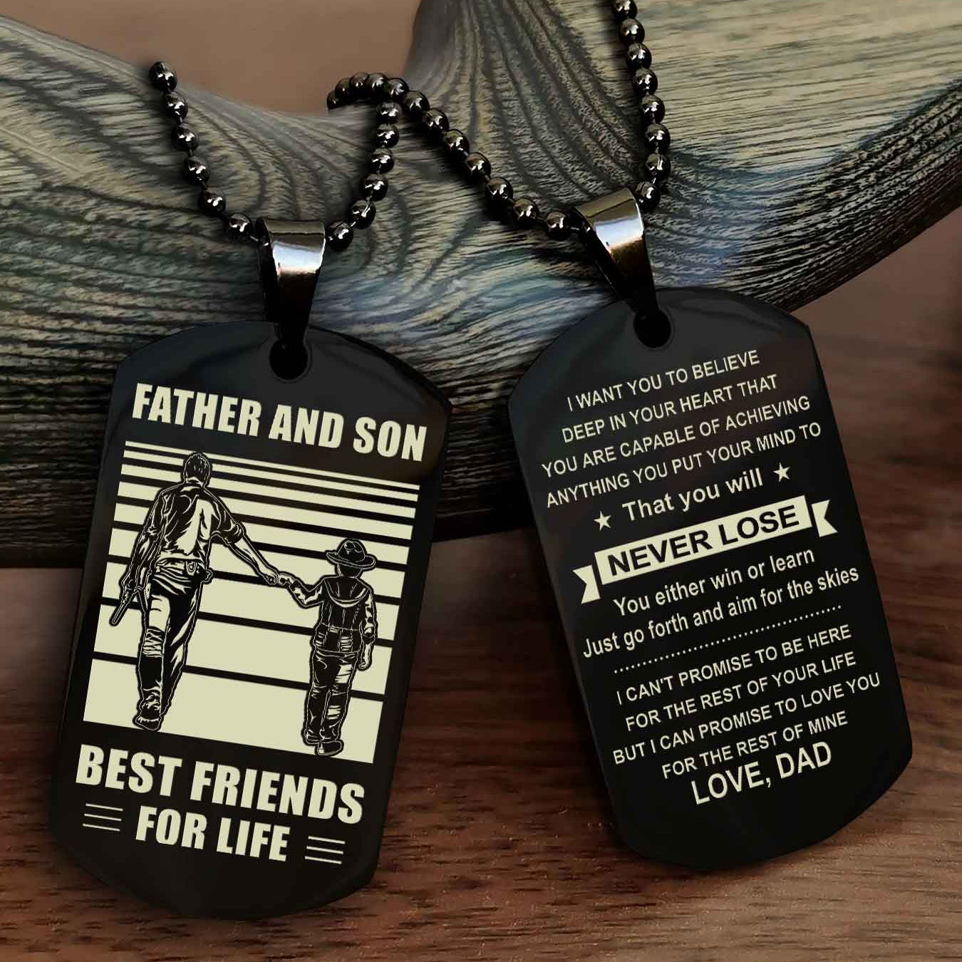 TWD Personalized Double Side Dog Tag From Father To Son With Message On The Back Gift For Your Son