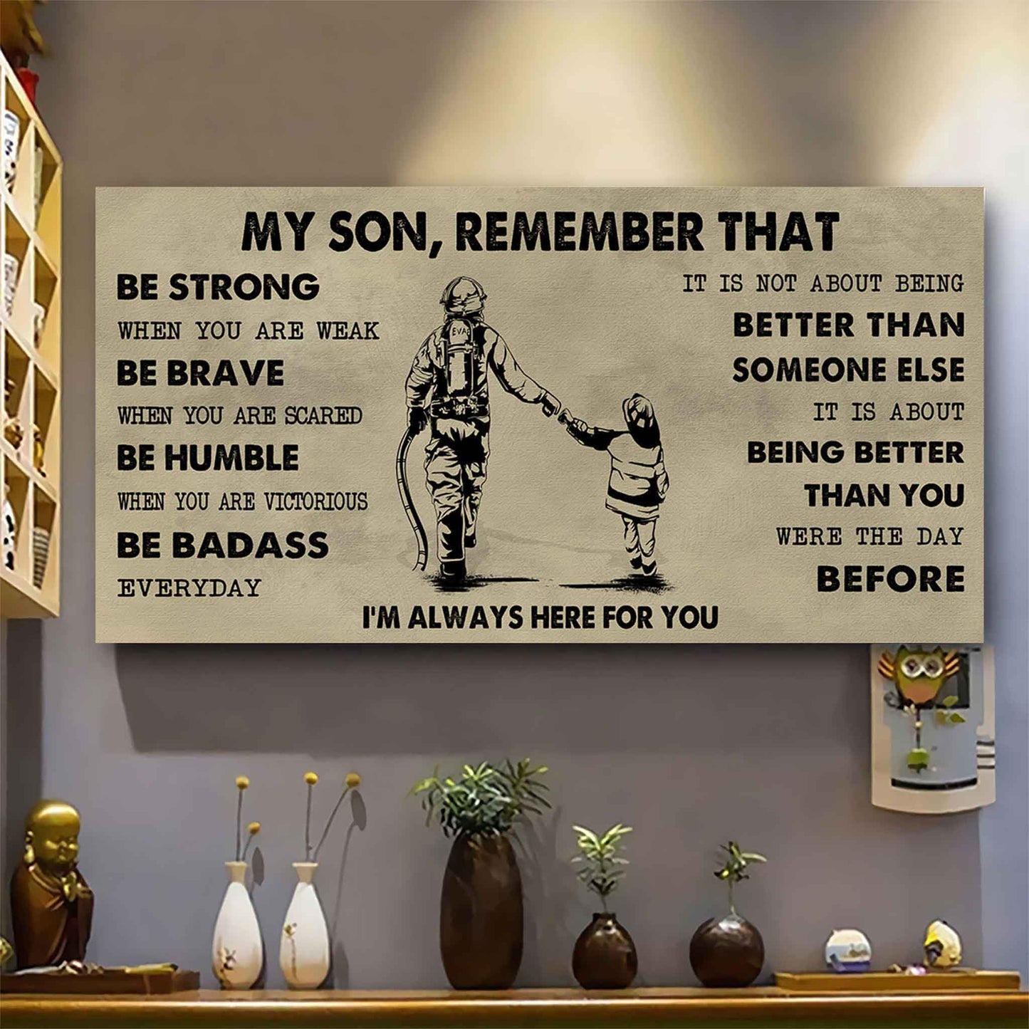 Personalized Sport Poster Canvas - My Son Remember That Be Strong When You Are Weak Be Badass Everyday