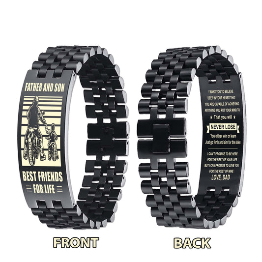 NVL Biker Personalized Double Sided Bracelet Father And Son Best Friends For Life - Message on the back side